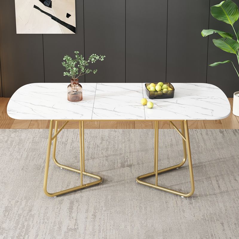 Weißer Esstisch Erweiterbar 140/180x80cm Con struttura in marmo, Goldbeine_voghion.com
