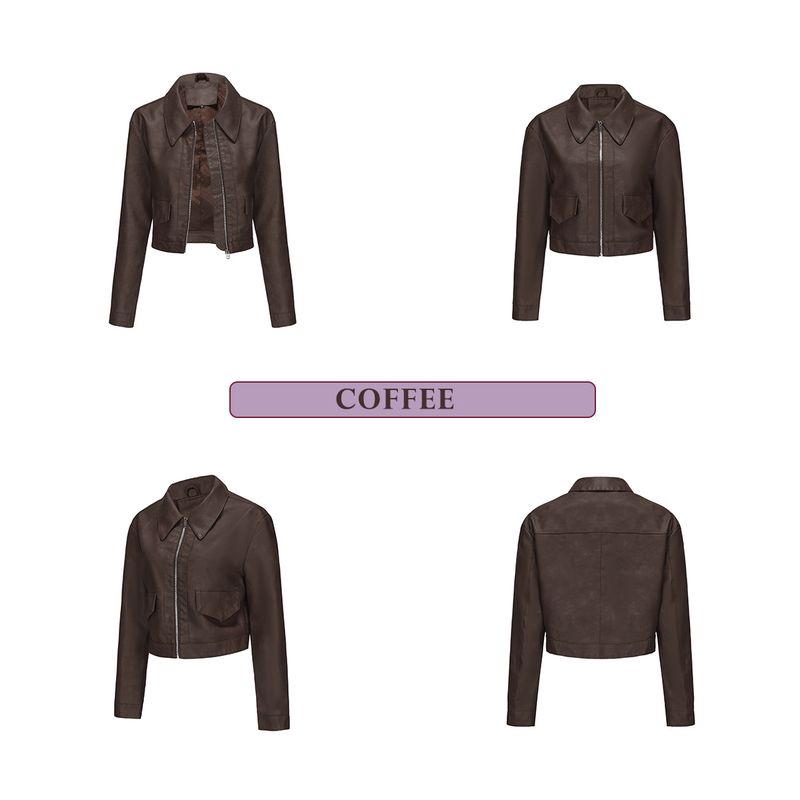 2024 Spring And Autumn New Thin For Women Long Sleeve Casual Women's Coat Fashionable Leather Jacket_voghion.com