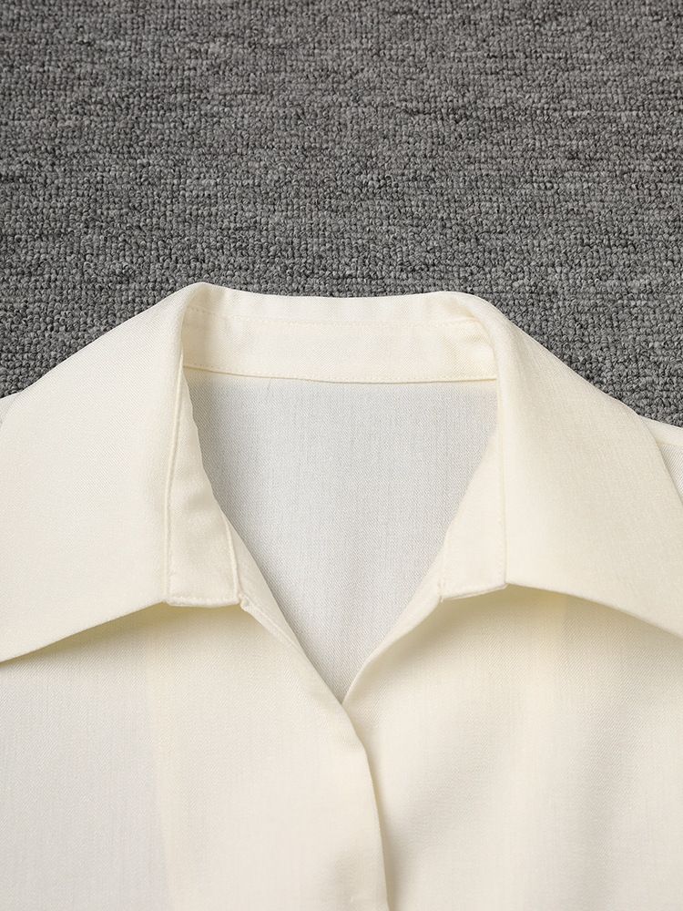 Französisch inspirierte Wickelbluse – Langarmshirt mit V-Ausschnitt und Gürtel (S-L, knitterfreie Poly-Baumwollmischung)_voghion.com