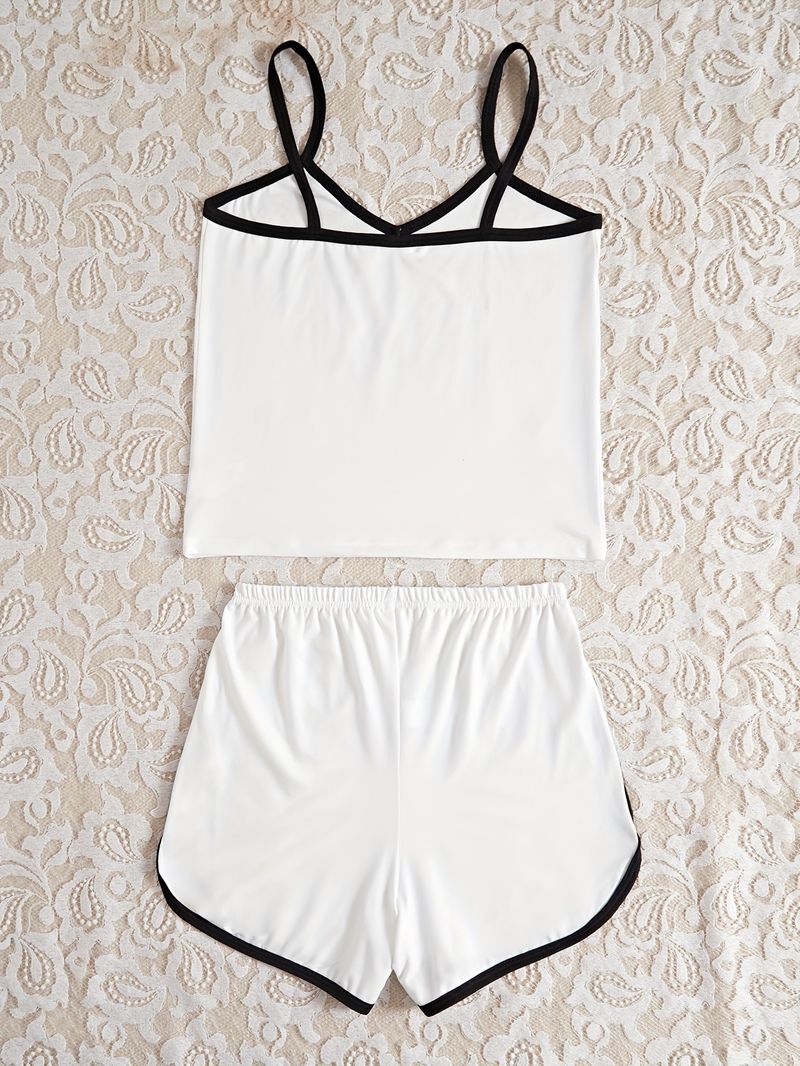 Summer Casual And Comfortable Loungewear Suspenders Pajamas Shorts Simple Pajamas Set_voghion.com