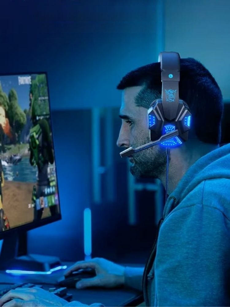 RGB-Gaming-Headset mit Mikrofon, Over-Ear-Kopfhörer mit Kabel, Treibern und geringem Gewicht für PC, PS5, Xbox und Switch_voghion.com