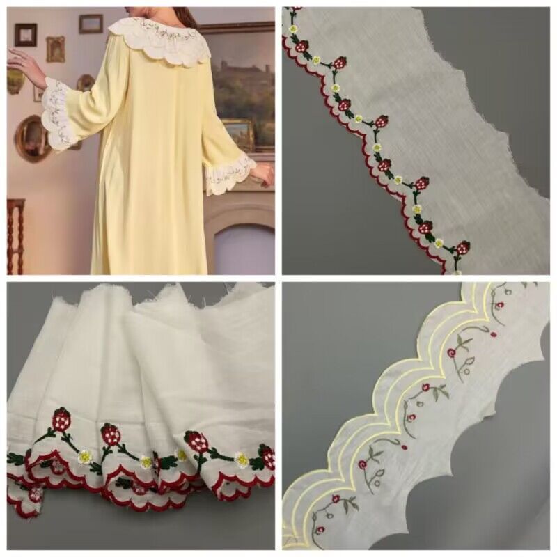 Striscia di pizzo multicolore fai da te con fiore in organza di cotone a quattro colori da 11 cm, codice a barre, Lolita_voghion.com