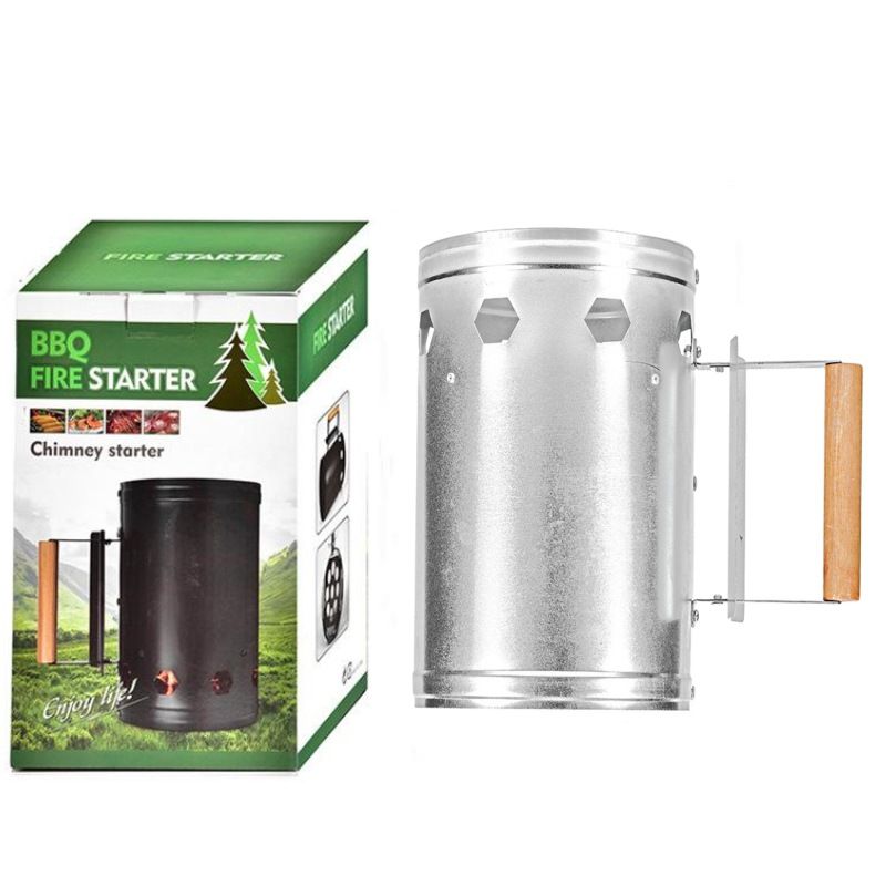 Secchio per carbone, accenditore in acciaio inossidabile, tubo di accensione per barbecue da esterno_voghion.com