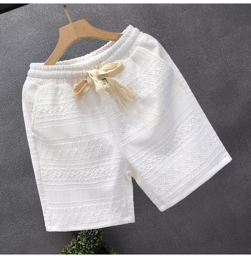 Herrenbekleidung Hochwertige weiße Muster Casual Shorts Modische Oberbekleidung Strand Sport Shorts_voghion.com