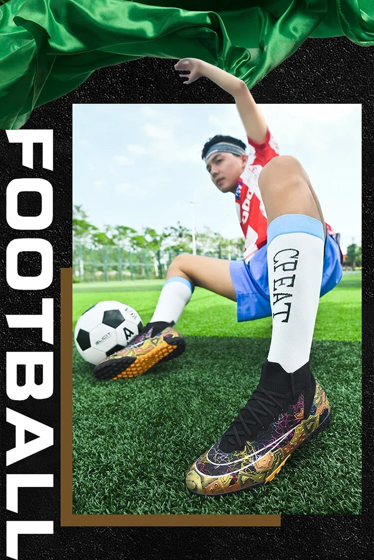 Scarpe da calcio per bambini TF/AG Scarpe da calcio da uomo Tacchetti per bambini Training Scarpe da ginnastica basse con prateria alta alla caviglia Taglia 33-46_voghion.com