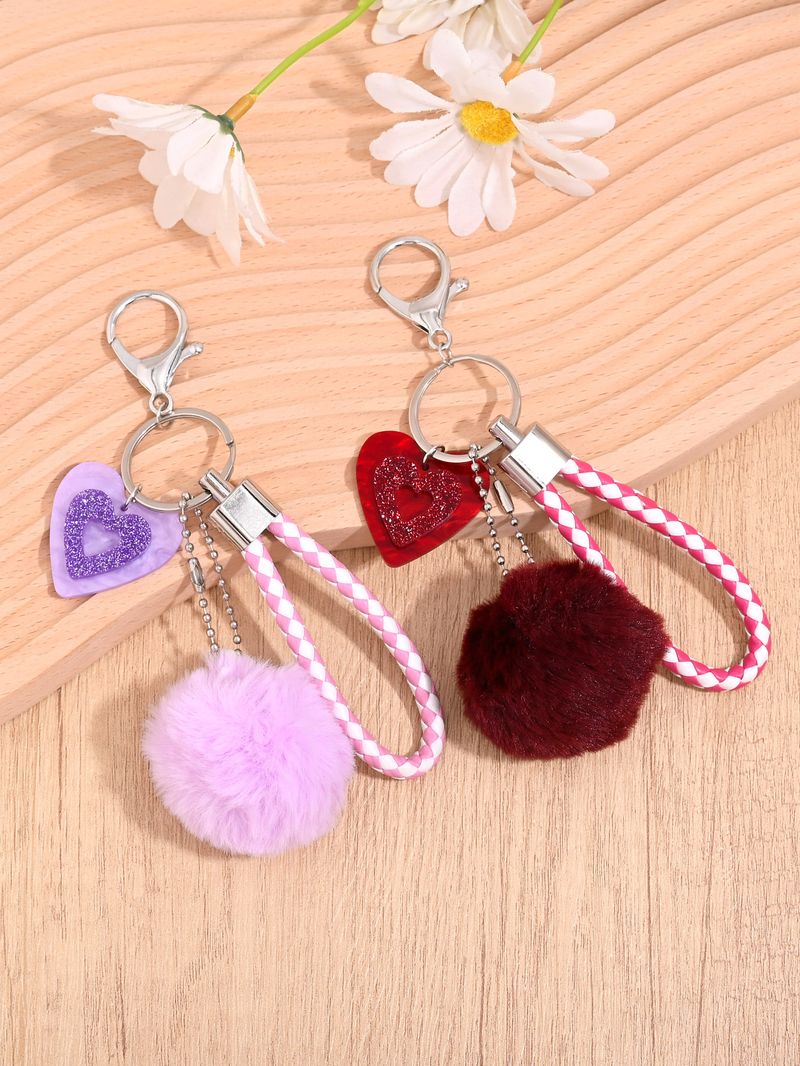 Plüsch Ball Herz Anhänger süße Tasche Schlüsselanhänger Anti-Lost Schlüsselanhänger kleines Geschenk_voghion.com