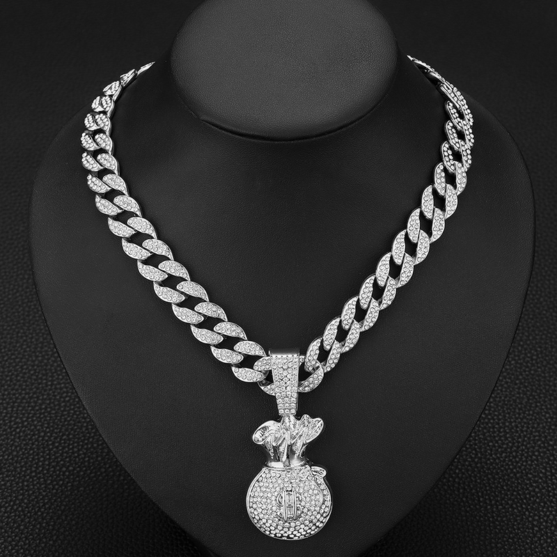 Hip Hop Street Crowd personalisierte Dollar Symbol Geld Tasche Anhänger kubanischen Kette_voghion.com