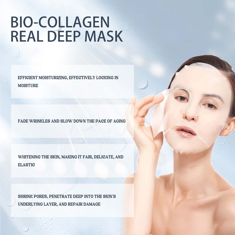 OUHOE Collagen Faltenschutz, Aufhellung feiner Linien, Feuchtigkeitsspendende, aufhellende Gesichtsmaske_voghion.com