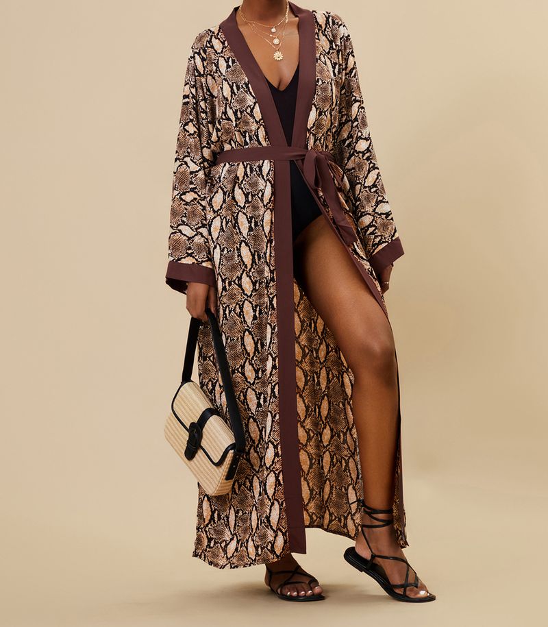 Women's Clothing Beach cover-up rayon zebra pattern holiday bikini sunscreen cardigan dress large size loose_voghion.com