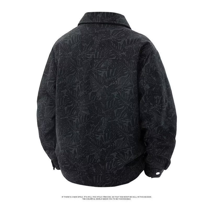 Corduroy Men's Jacket, Lapel, Fashionable Printed Workwear Top_voghion.com