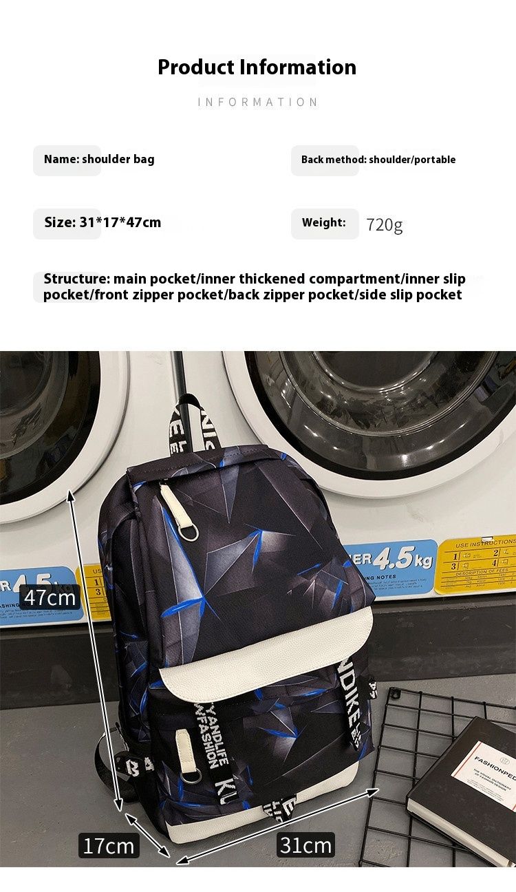 2024 New Korean Edition Boys' Travel Ba Personalized Trend Large Capacity Heat Transfer Printing Casual Student_voghion.com