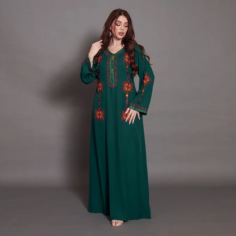 Dameskleding Middelste gewaad Geborduurd Geborduurd Abaya Jurk Lange rok Dubai_voghion.com