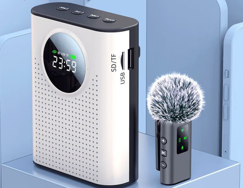 Wireless Lavalier-Mikrofon, kleiner Bienenverstärker, tragbarer Digitalanzeige-Mikrofonlautsprecher für Lehrer und Reiseleiter_voghion.com