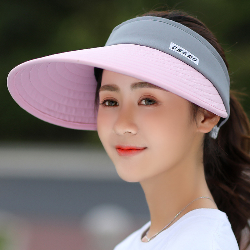 2021 mujeres simples visera de verano sombrero de ala ancha sombrero de playa ajustable protección UV gorra femenina empacable_voghion.com