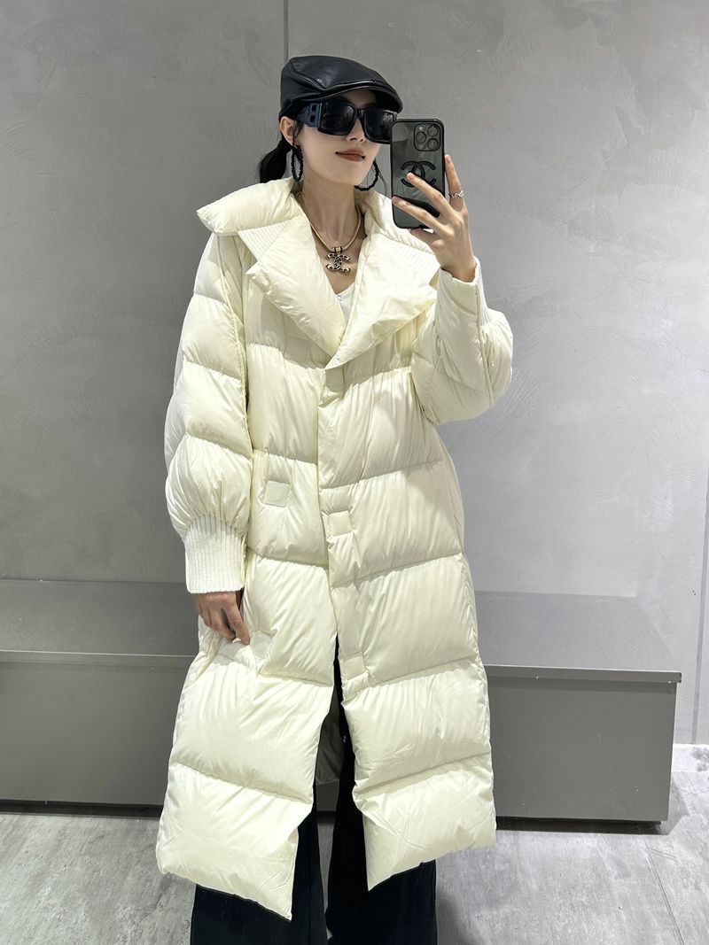 "Knielange Pufferjacke für Damen – Koreanischer Wintermantel, übergroß und gemütlich (Gräulich/Schwarz/Braun)"_voghion.com