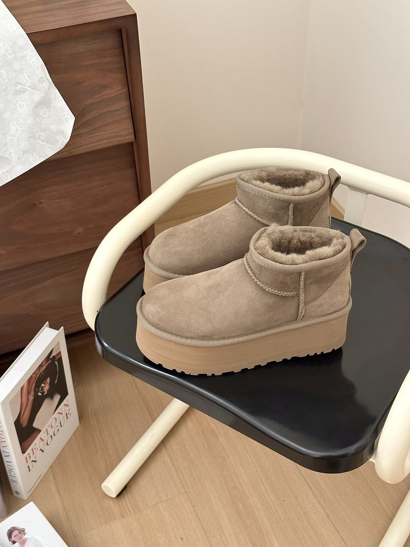 2023 Herbst/Winter Mini Dicker Boden 5 cm Modestil Henan Sangpo Schneestiefel Damen Leder und Fell Einteiler_voghion.com