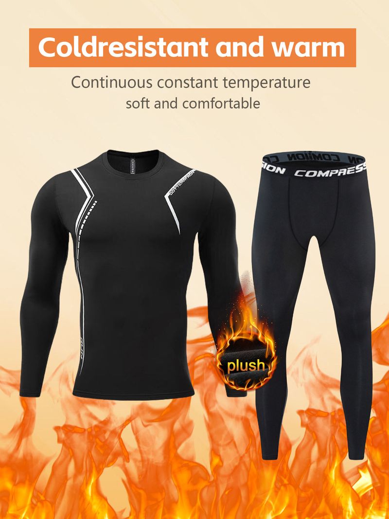 Fleecegevoerde thermische trainingsset voor heren – winterse hardloop- en skibasislaag (top + broek) | vochtafvoerend in zwart/grijs/marineblauw (XS-XXL)_voghion.com