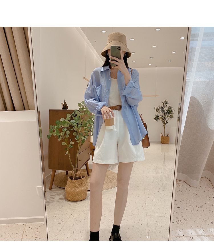 Apricot Damen Sommer Dünne Strickjacke Loses Hemd Eisseide Sonnenschutzkleidung Tops Langarm Sonnenschutzmantel Flut_voghion.com
