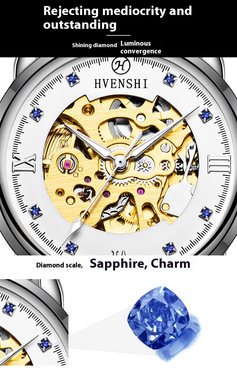 New mechanical men's fully male emperor teacher, fashionable blue diamond automatic watch, hollowed out transparent_voghion.com