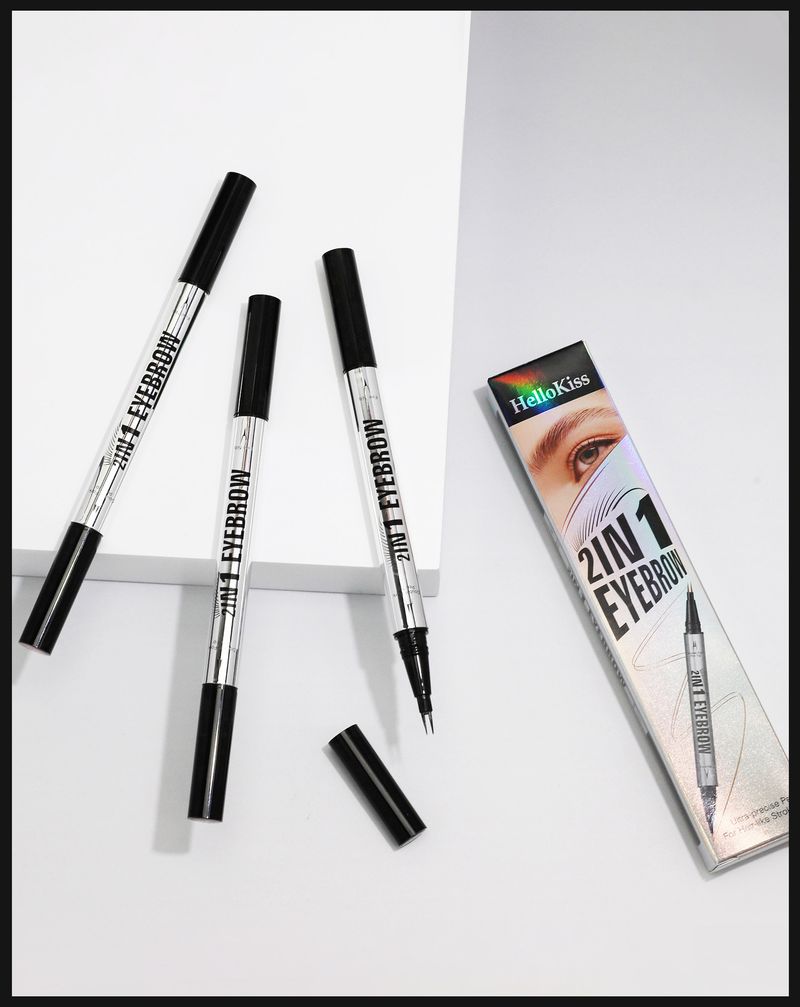 HelloKiss Natural Slim Brush Cross Wasserfester und schweißfester 2-in-1-Flüssigkeits-Augenbrauenstift mit Doppelkopf_voghion.com