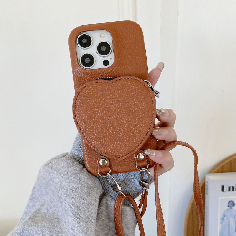 Mobile phone case coin purses are suitable for Apple 15 mobile phone cases iPhone14Pro max protective cover 13 love all-in-one package_voghion.com