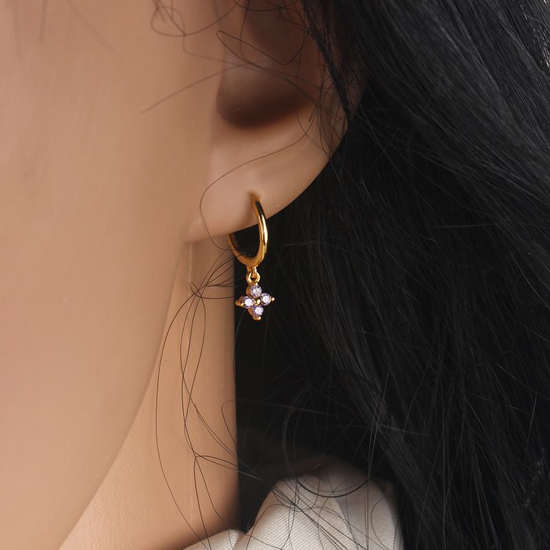 Geometric Floral Inlaid Diamond INS Trendy Elegant Ear Clips French Style Multicolor Zircon Earrings For Women_voghion.com