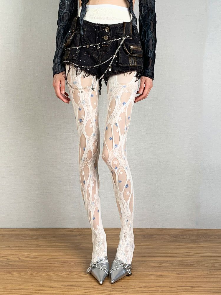 Antike, Licht, niedrige Sättigung, Sternstapelung, Lochbrechen, Fischernetz, Nische, Y2K, würziges Mädchen, süß und lustvoll,_voghion.com