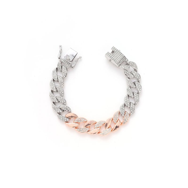 milieuvriendelijke legering Hiphop hoogwaardige kleurblokkering 15mm Cubaanse armband sieraden_voghion.com