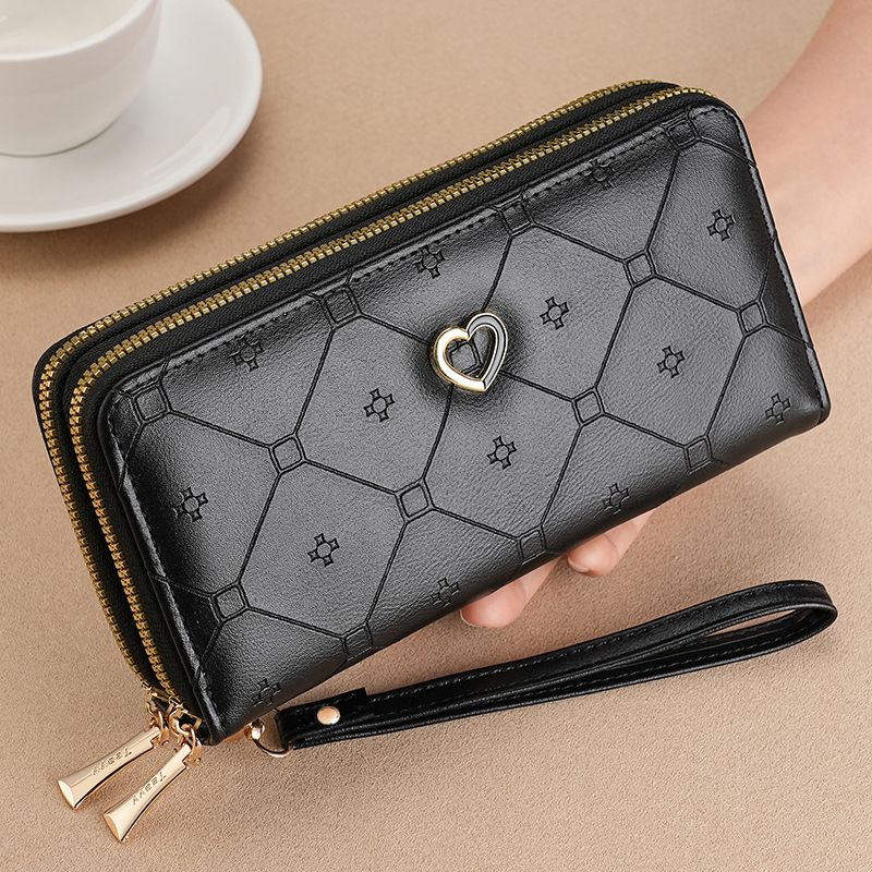 Damen Handtasche Umhängetasche Geldbörse Mädchen Lange Doppelreißverschluss Geldbörse Mode Große Kapazität Handtasche Frauen_voghion.com