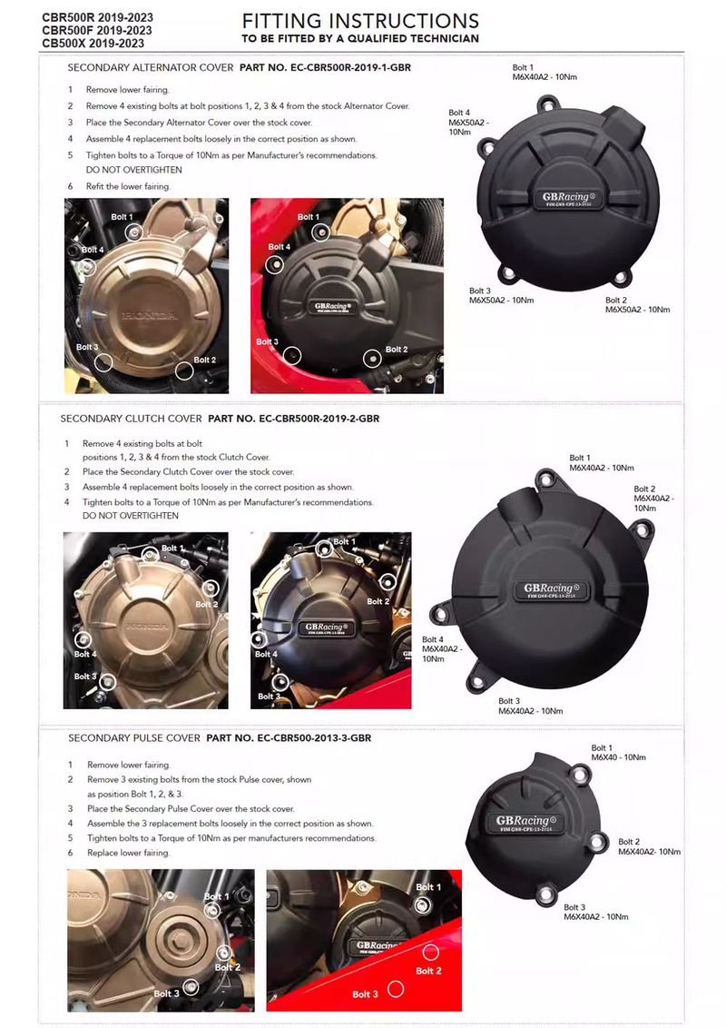 CBR500R Motorcycles Engine Cover Protective Cover GB Racing For CBR500R CB500F CB500X 19-21 2022 2023 Engine Covers Oh_voghion.com