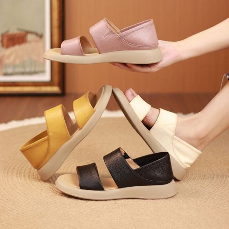 2025 New Cowhide Flat Sandals,Breathable Beach Shoes_voghion.com