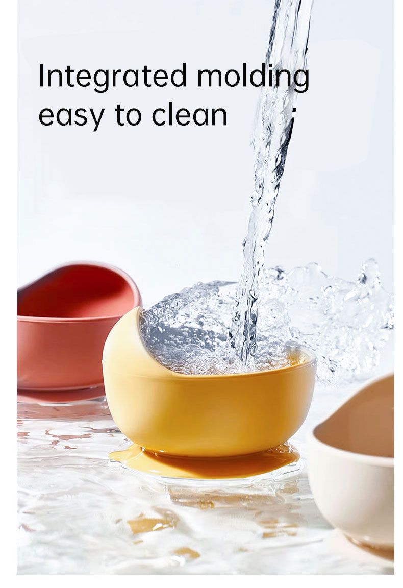 Conjunto de tigelas de alimentação para bebês de silicone de grau alimentício, cor sólida, à prova d'água, tigela de alimentação para crianças com colher, conjunto de talheres para crianças_voghion.com