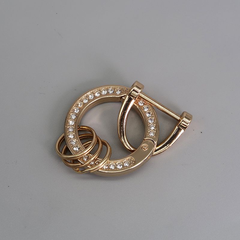 Sleutelhanger met diamant-ingelegde veerring, sleutelhanger van zinklegering met open lus voor auto's_voghion.com