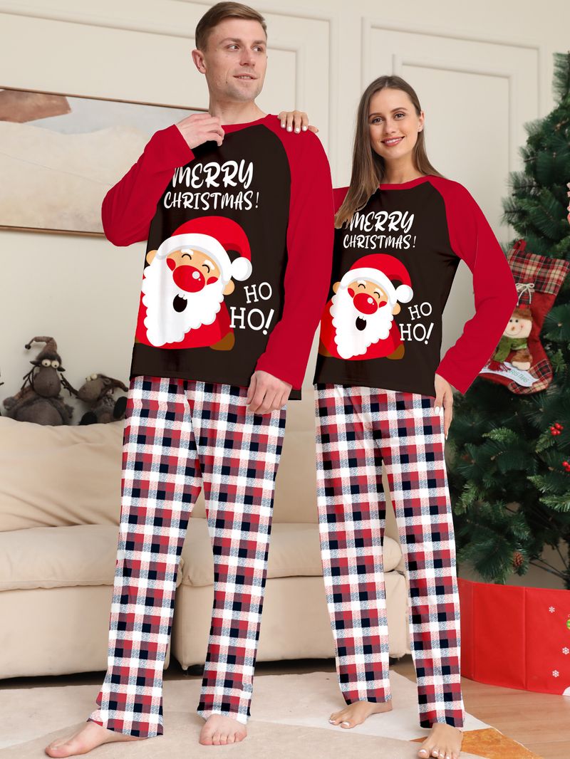 Ensemble de pyjamas de Noël assortis pour toute la famille – Pyjamas à carreaux et motif Père Noël pour adultes, enfants et animaux de compagnie | Vêtements de nuit confortables pour les fêtes | Mélange de coton doux_voghion.com