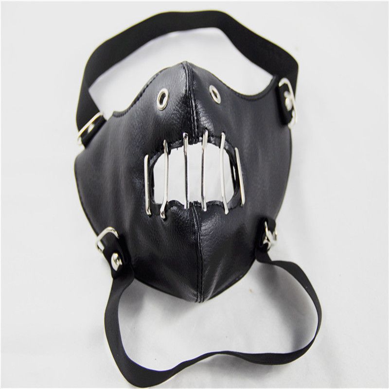 New Sleepy Beast Paperclip Face Punk Leather Motorcycle Mask_voghion.com