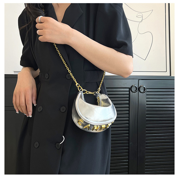French Semicircular Niche Design Handbag for Women 2024 New High-end Mirror Chain Shoulder Bag Versatile Crossbody Bag_voghion.com