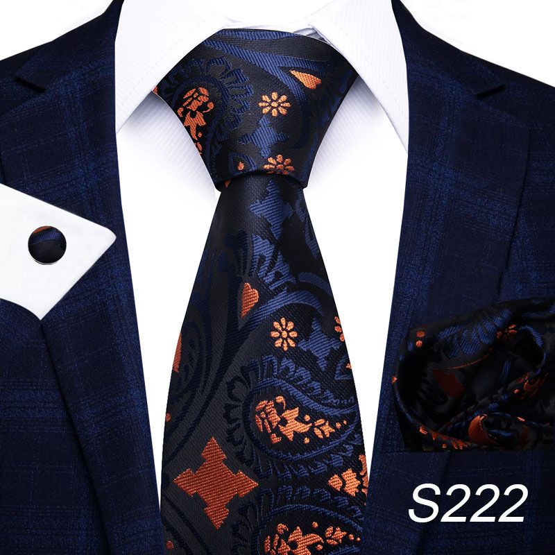 Corbata de seda de poliéster de alta calidad unisex para hombre, corbata formal de color sólido, bolsillo, toalla, gemelos, juego de jacquard_voghion.com