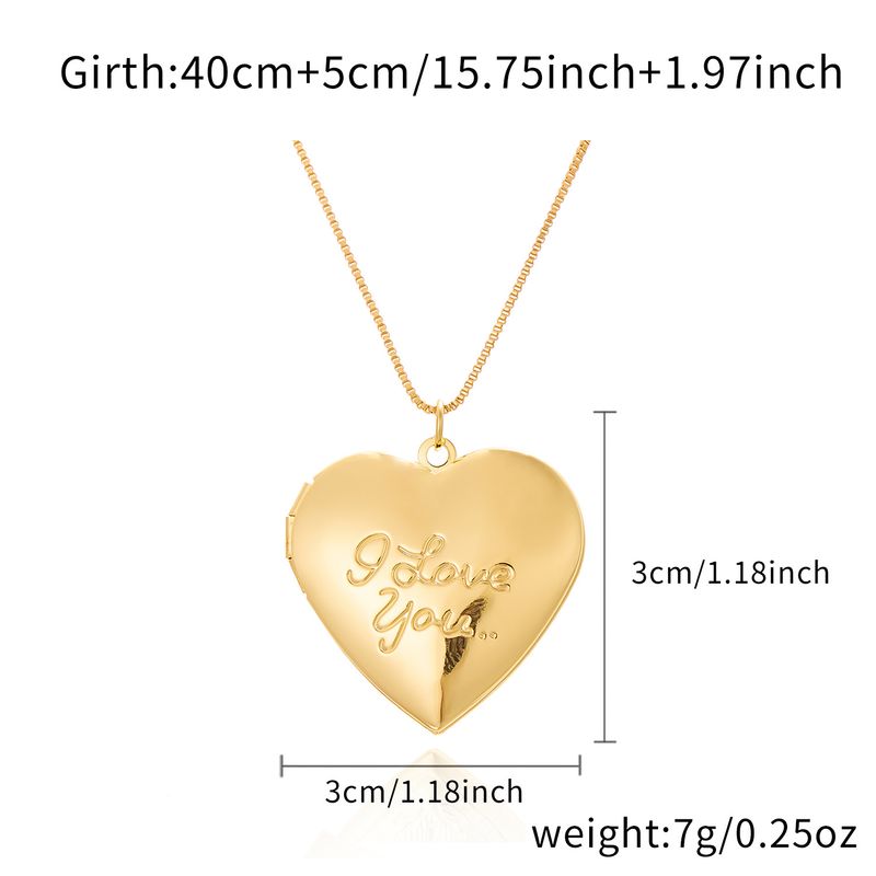 New Carved Peach Heart Openable Frame Box Photo Pendant Necklace For Women Silver Plated_voghion.com