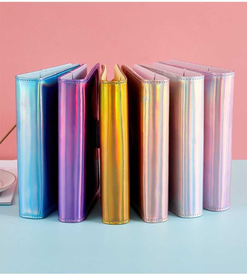 Holographic PU Leather Refillable Notebook A5/A6 - Rainbow Macaron Color Collection For Journaling, Planner, School & Office (Single Cover Only)_voghion.com