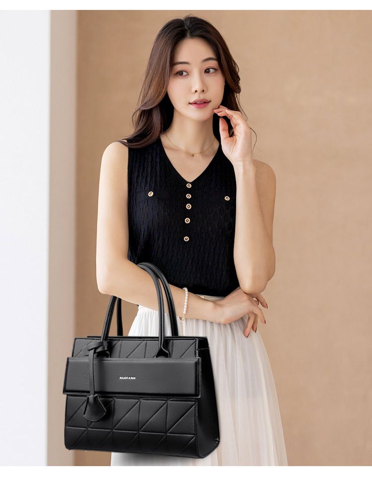 Ensemble élégant de 3 sacs à main urbains en cuir PU - Sac bandoulière, sac à main et sac cabas avec finition texturée pour femme (Noir/Argent/Caramel/Vert foncé)_voghion.com