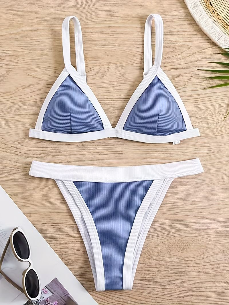 Damenbekleidung Heißer Verkauf Farbabstimmung Split Bikini Badeanzug Damen Badeanzug Sexy Sling Backless Beachwear_voghion.com