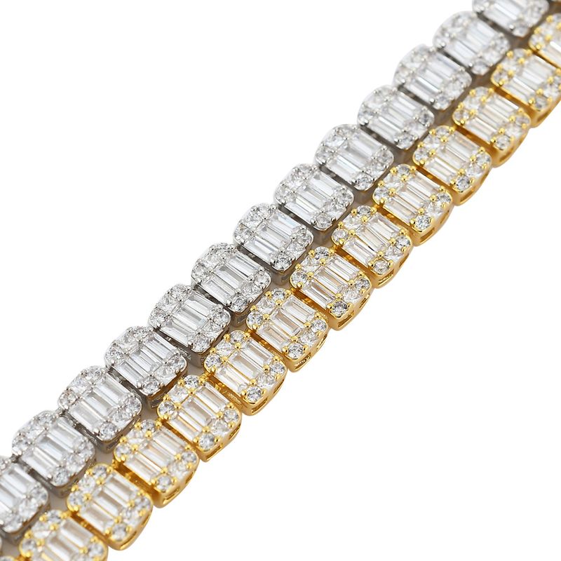 Herrenschmuckset FashionHip Hop Step Square Zirkon Hip Hop Armband Herrenmodetrend Hiphop Quadratisches und rundes Zirkon Mixed Inlay Armband_voghion.com