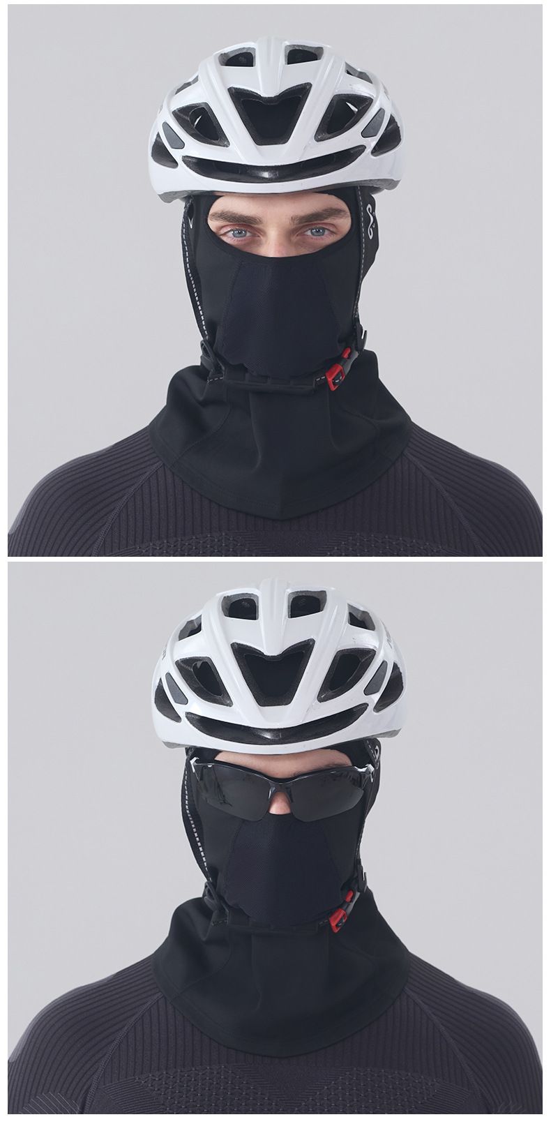 Pasamontañas unisex de forro polar para invierno, resistente al viento, para esquí, ciclismo y actividades al aire libre, color negro y gris._voghion.com