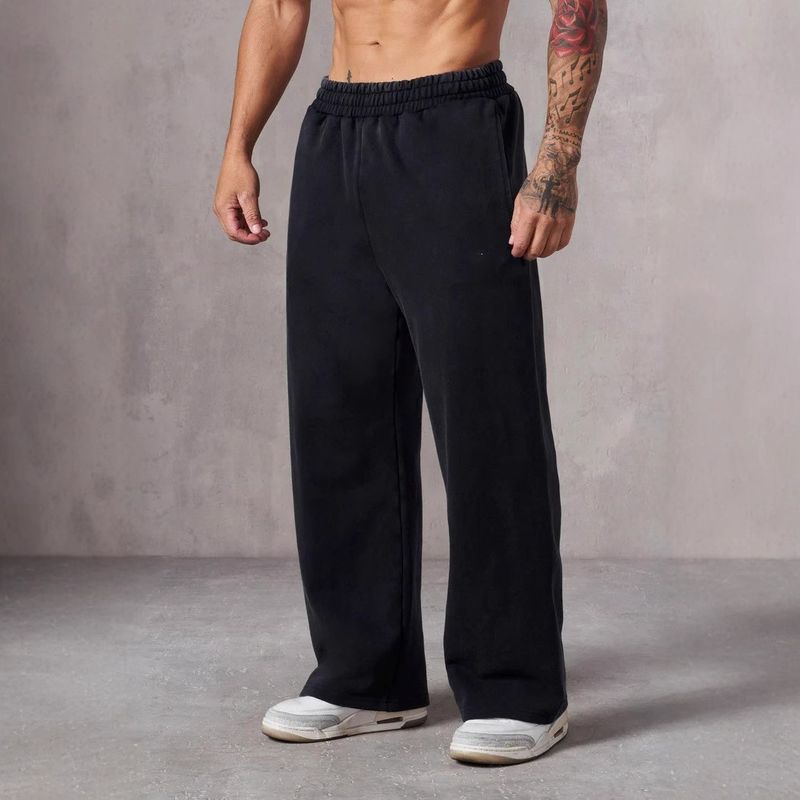 Pantalones deportivos unisex de forro polar para hombre, otoño e invierno, de moda, estilo urbano, holgados y cómodos, con cintura elástica, 2024_voghion.com