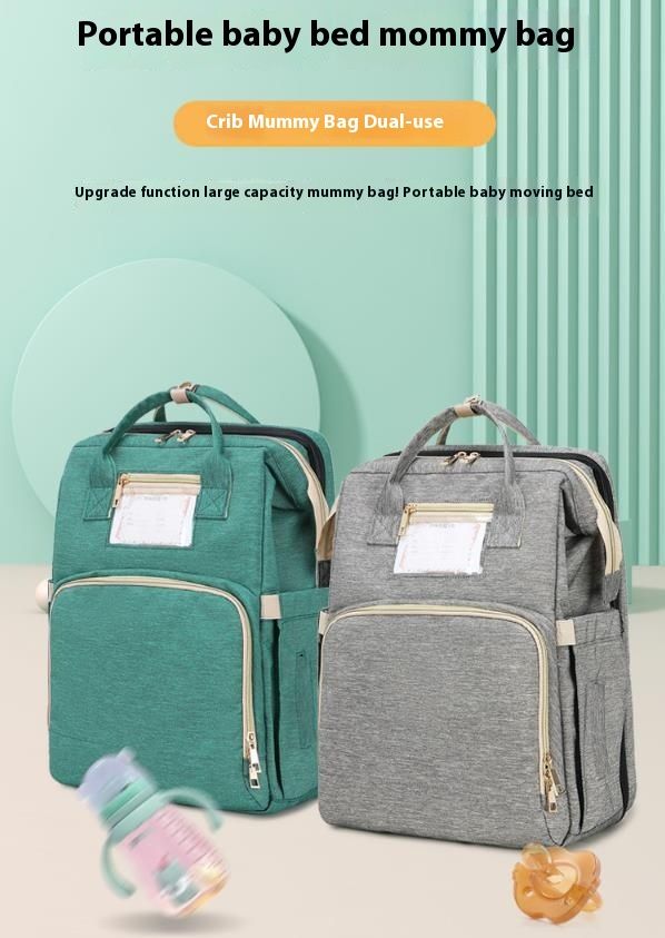 Large capacity foldable mother and bed with multi-purpose integrated design, baby bag, portable shoulder mommy bag_voghion.com