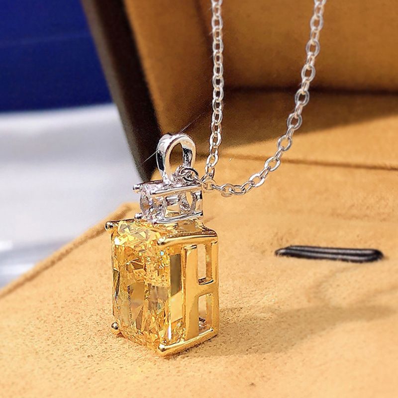 Cao Shi 2022, collana da donna in stile nuovo 8* 10 con diamanti gialli tagliati a ghiaccio, collana con zircone a forma di O_voghion.com