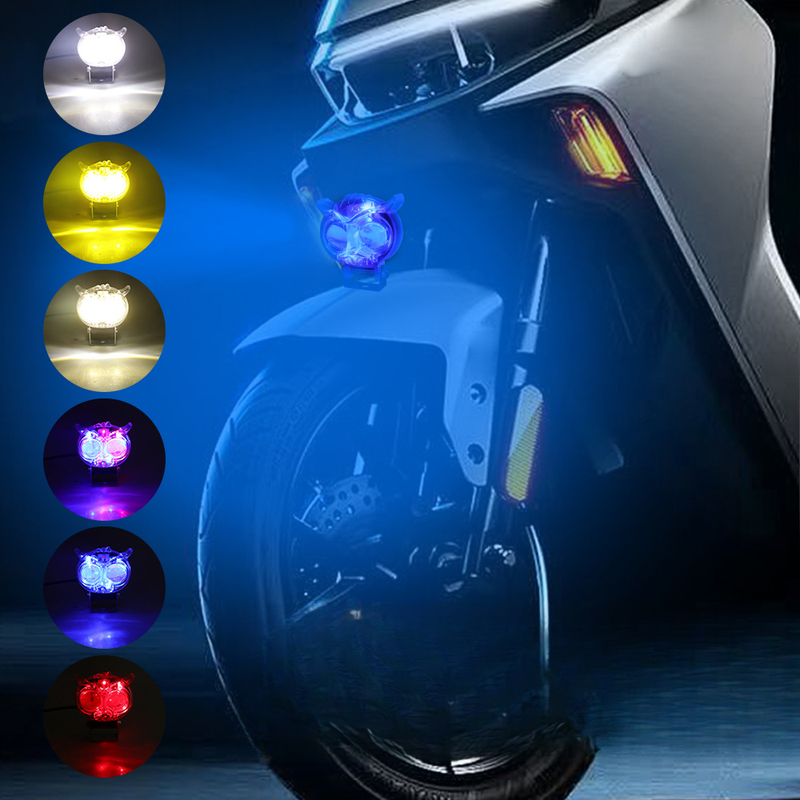 Motorsykkel LED Rainbow Owl Tiger Style Spotlight Elektrisk kjøretøy Modifisert frontlykt_voghion.com