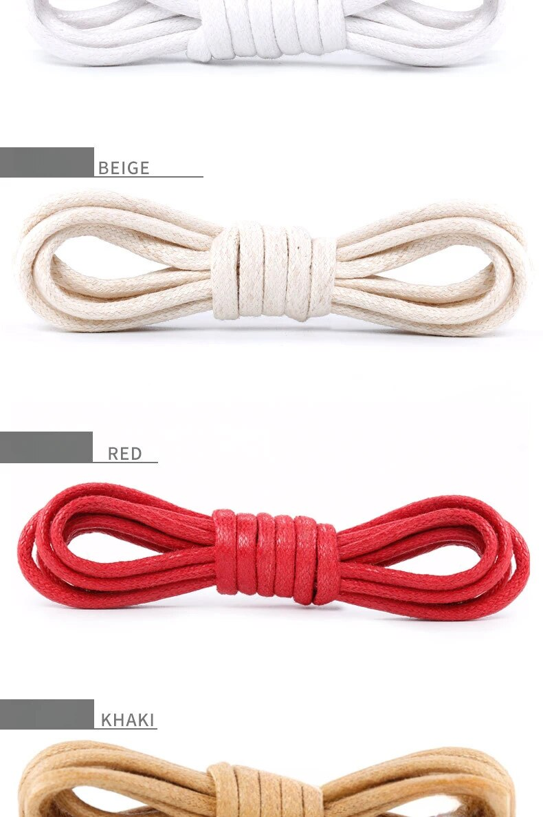1 paio di lacci per scarpe in cotone cerato, lacci per scarpe in corda tonda, lacci per stivali, lacci per scarpe in pelle impermeabili_voghion.com