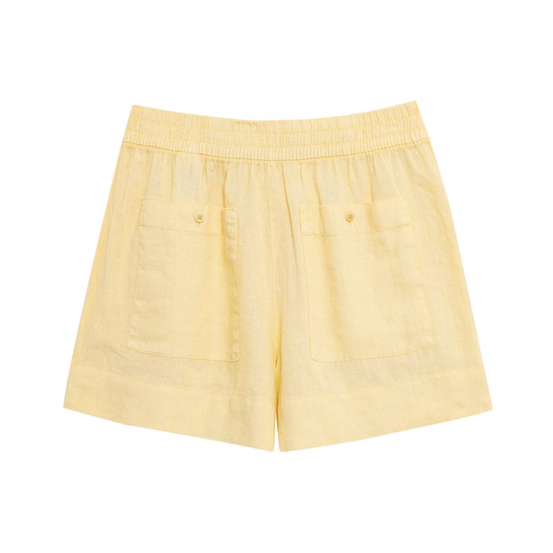 Abbigliamento estivo da donna, nuovo stile, camicia a maniche lunghe in lino con scollo a V e pantaloncini a vita media_voghion.com