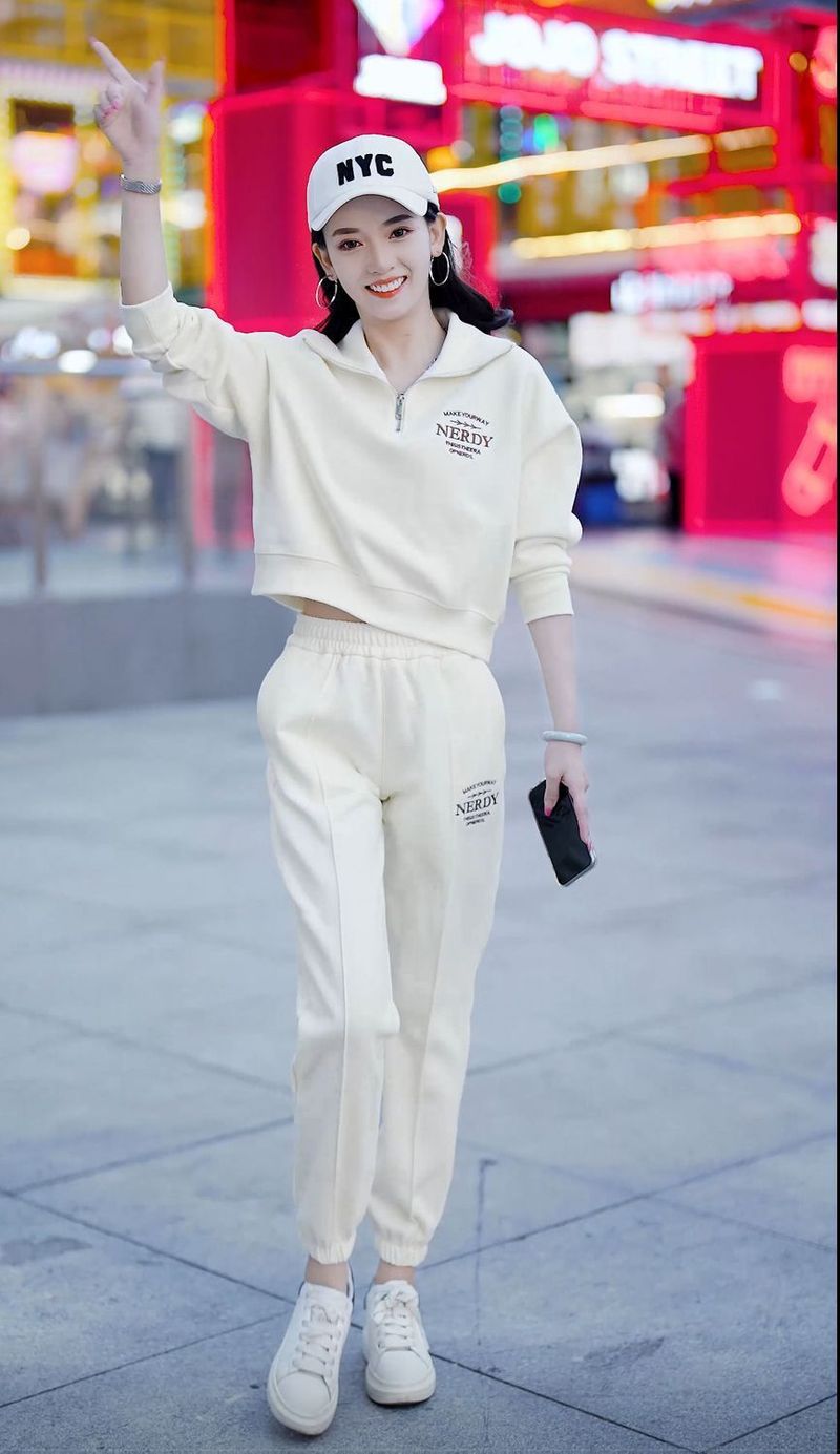 Ensemble deux pièces décontracté pour femme, nouvelle collection printemps-automne, élégant, amincissant, polyvalent, ample, sport_voghion.com